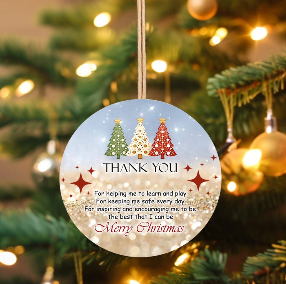 Thank you ( teacher/daycare worker) ornament