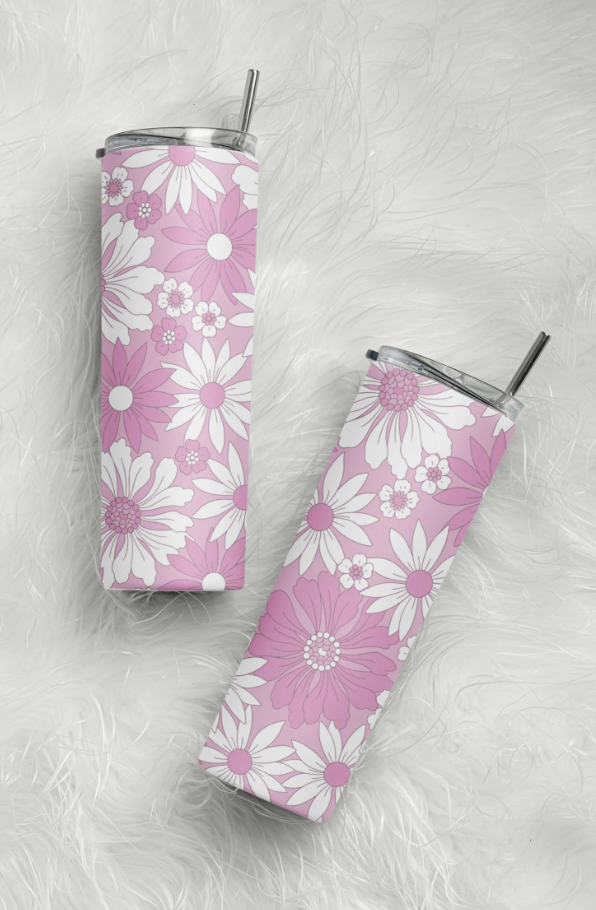White & Pink Daisy Tumbler