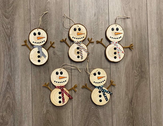 Wooden snowmen tree ornament