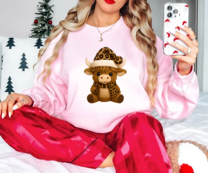 Faux crochet highland cow ( leopard print)