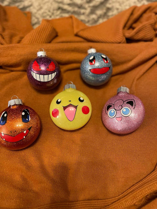 Pokémon glitter ornaments