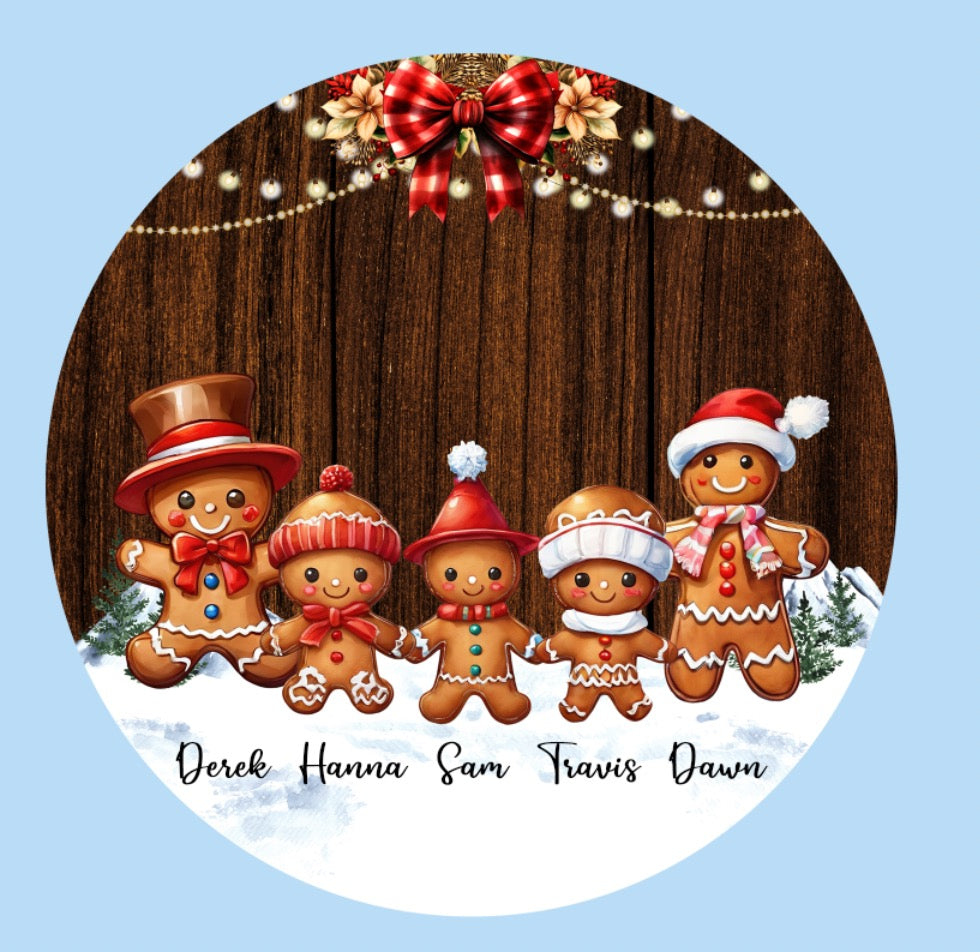 Gingerbread family aluminum ornament