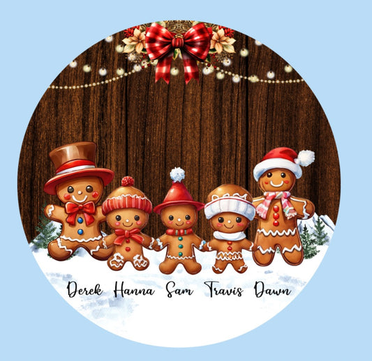 Gingerbread family aluminum ornament