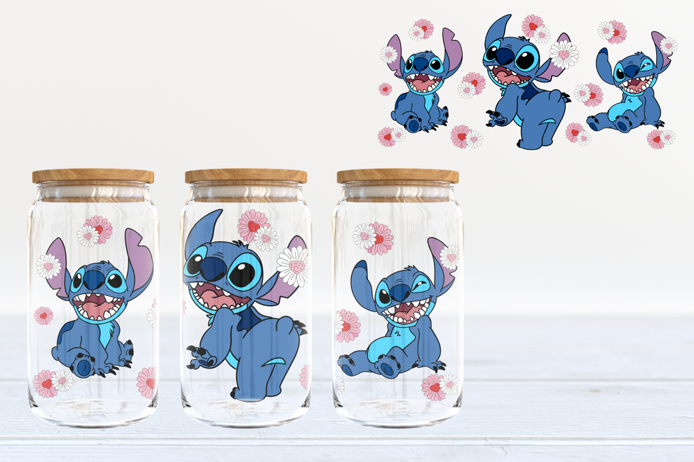 Floral Stitch - glass can PRE-ORDER