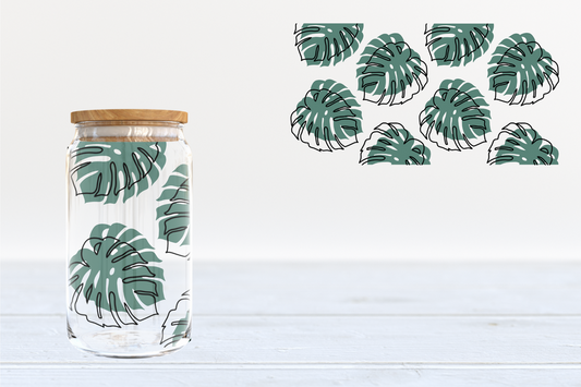 Monstera leaves - glass can PRE-ORDER