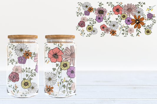 Floral  - glass can PRE-ORDER