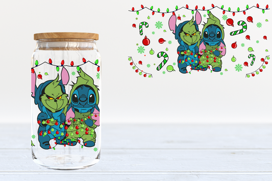 Stitch & Grinch - glass can PRE-ORDER