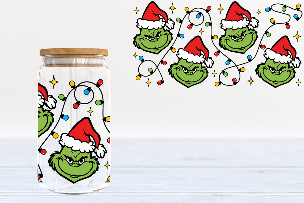 The Grinch christmas lights - glass can PRE-ORDER