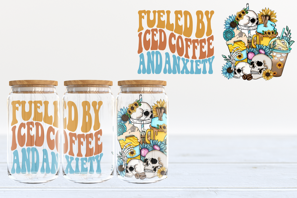 Fueled by iced coffee and anxiety - glass can PRE-ORDER