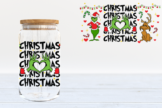 Heart grinch hands - glass can PRE-ORDER