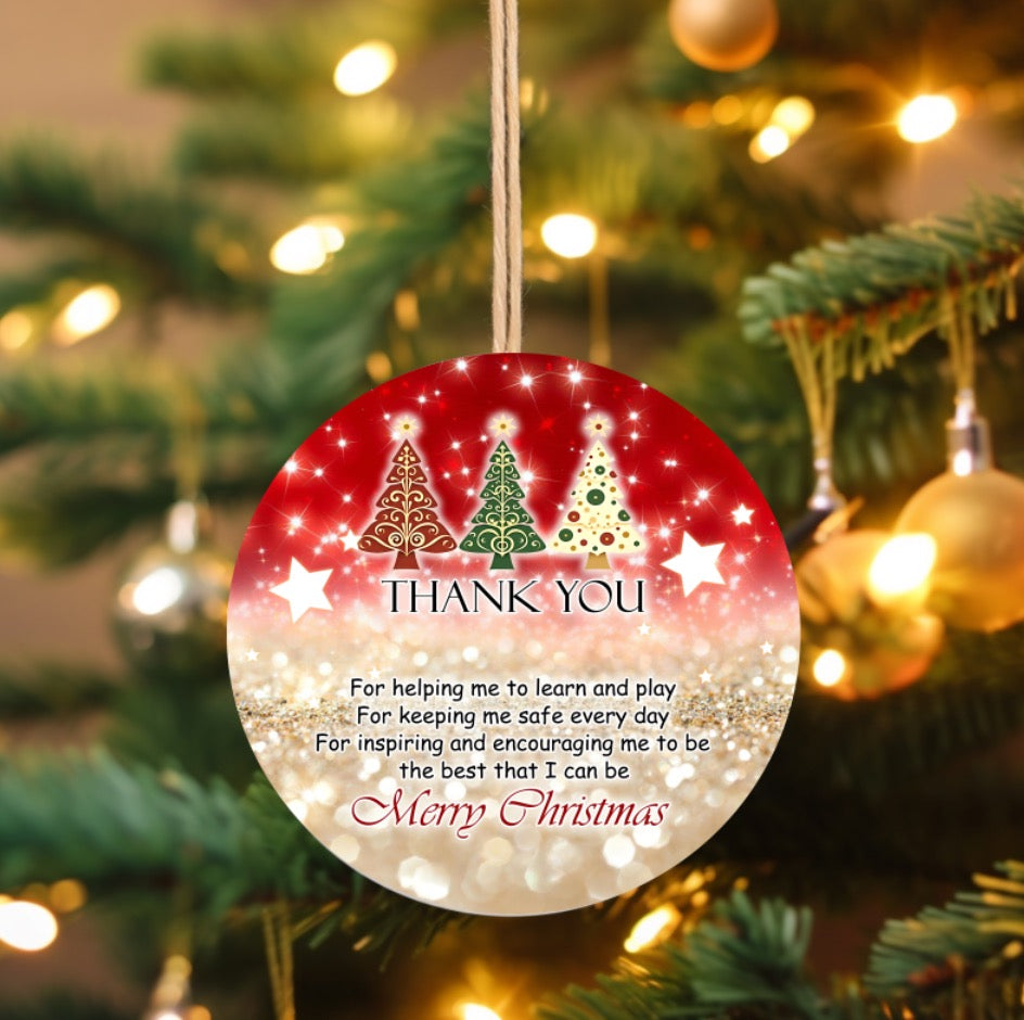 Thank you ( teacher/daycare worker) ornament