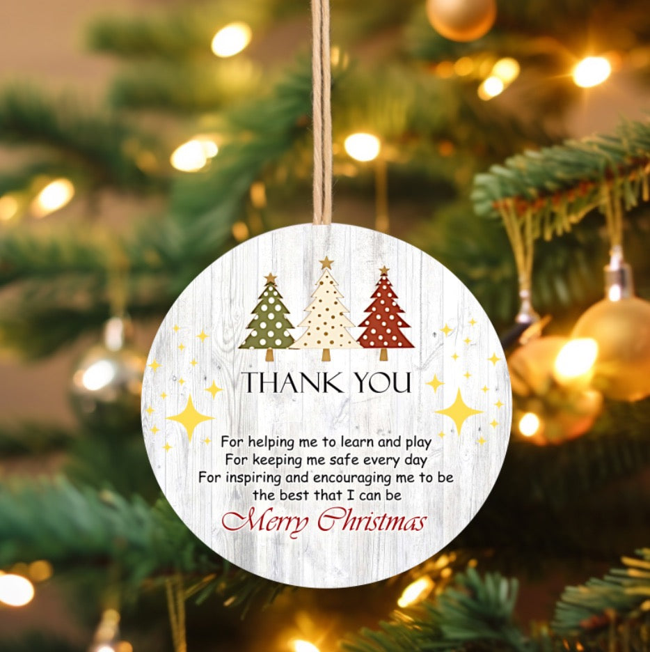 Thank you ( teacher/daycare worker) ornament