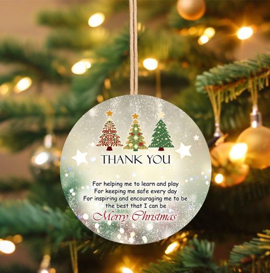 Thank you ( teacher/daycare worker) ornament