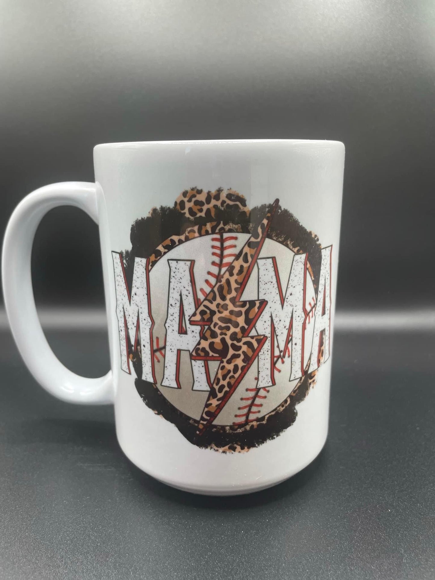 Mama baseball- leopard print