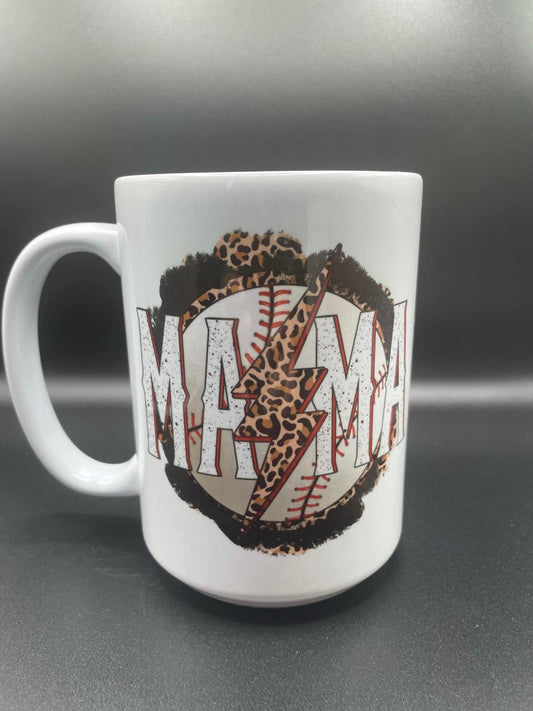 Mama baseball- leopard print