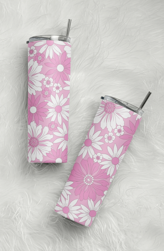 White & Pink Daisy Tumbler