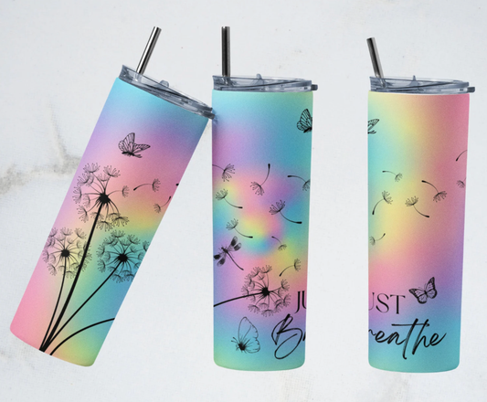 Dandelion Just Breathe Tumbler